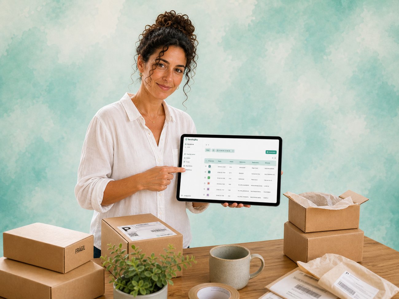 Responsable de una tienda online gestionando sus envíos